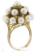 Favorite Blue Sapphire and Pearl Cluster Ring