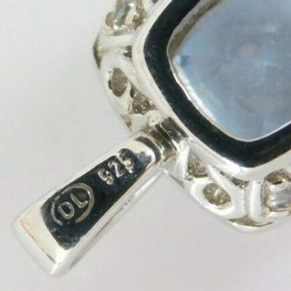 Sterling Silver Blue Topaz & CZ Pendant