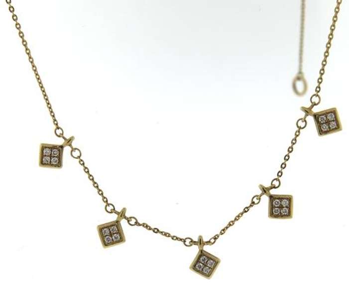 Amazing Yellow Gold Diamond Charm Dangle Necklace