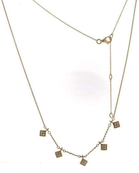Amazing Yellow Gold Diamond Charm Dangle Necklace