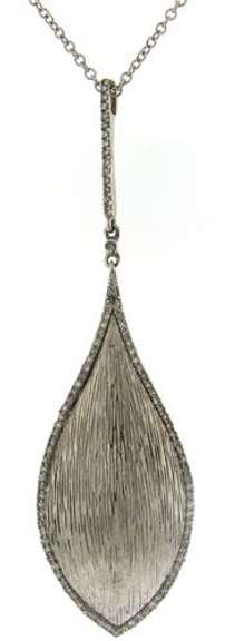 Favorite Textured Leaf Design Pendant w Diamond Accents
