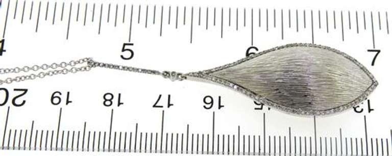 Favorite Textured Leaf Design Pendant w Diamond Accents