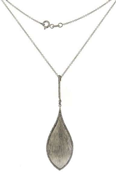Favorite Textured Leaf Design Pendant w Diamond Accents