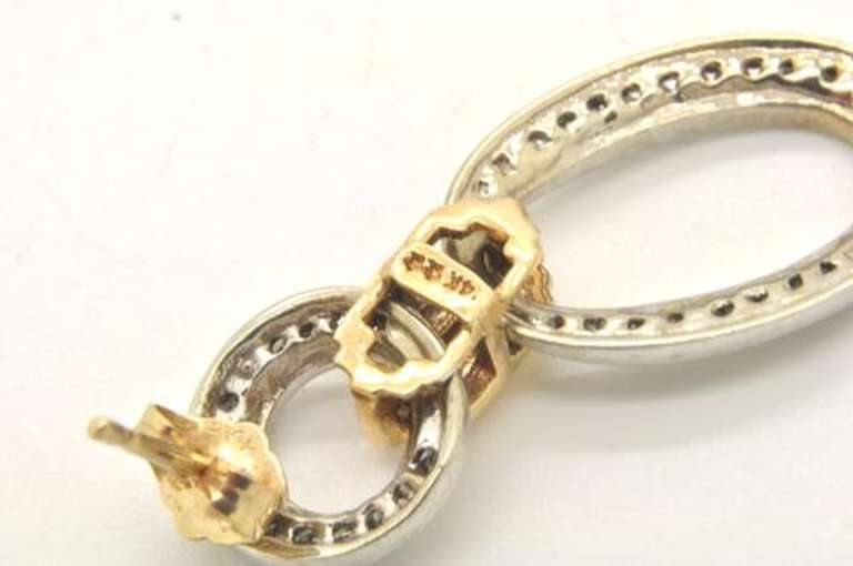 14 KT TWO TONE LADIES DIAMOND HANGING EARRINGS