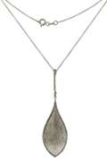 Favorite Textured Leaf Design Pendant w Diamond Accents