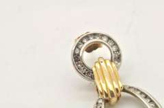 14 KT TWO TONE LADIES DIAMOND HANGING EARRINGS