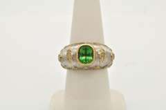 LADIES 18 KT WHITE GOLD DIAMOND AND TOURMALINE RING