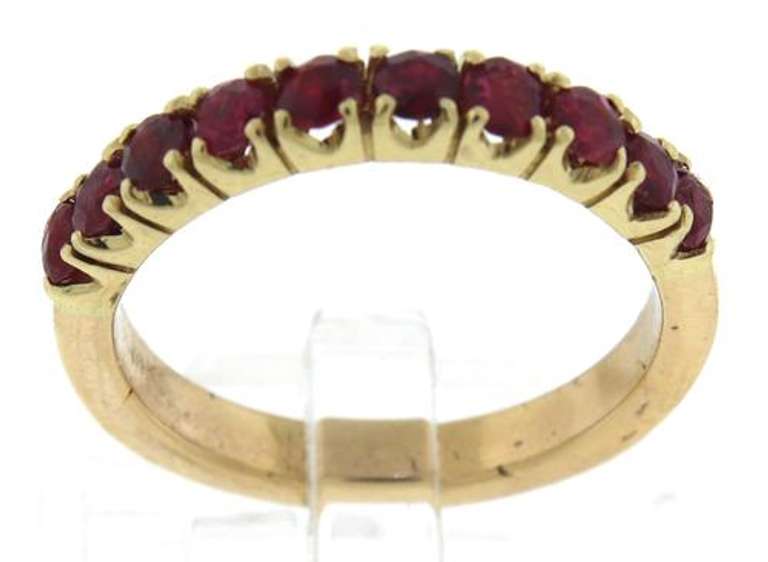 Alluring 14kt YG Round Cut Ruby Band Ring