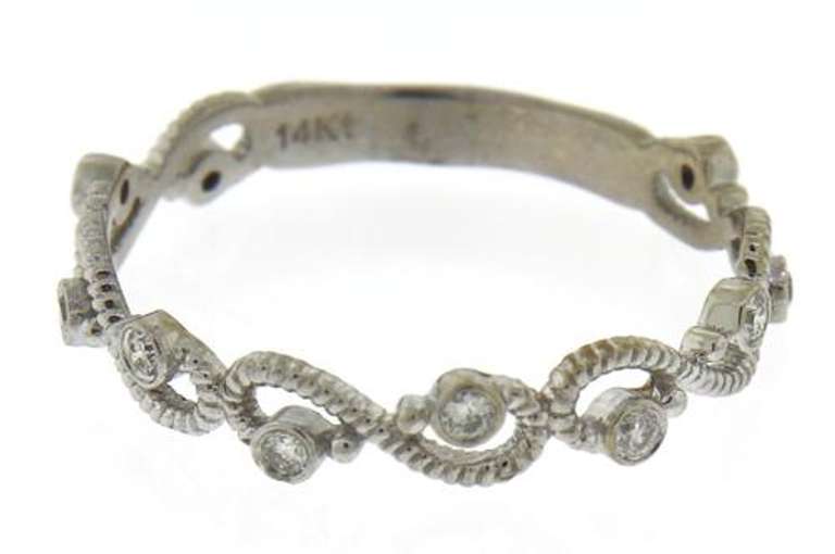 Delicate 14kt WG Diamond Accent Openwork Infinity Ring
