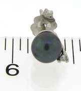 Great Black Pearl and Diamond Stud Earrings