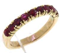 Alluring 14kt YG Round Cut Ruby Band Ring