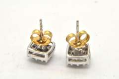 LADIES 14 KT YELLOW GOLD X DESIGN DIAMOND EARRINGS