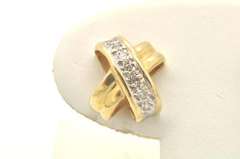LADIES 14 KT YELLOW GOLD X DESIGN DIAMOND EARRINGS