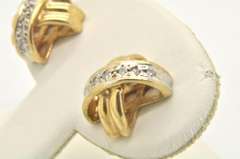 LADIES 14 KT YELLOW GOLD X DESIGN DIAMOND EARRINGS