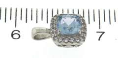 Sterling Silver Blue Topaz & CZ Pendant