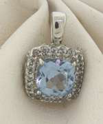 Sterling Silver Blue Topaz & CZ Pendant