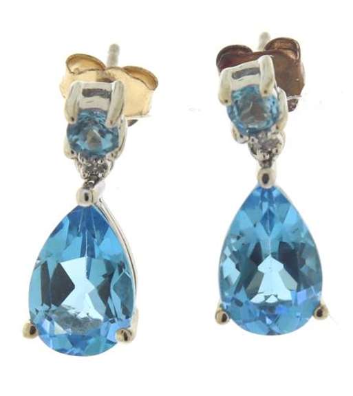 Pretty Blue Topaz and Diamond Accent Earrings