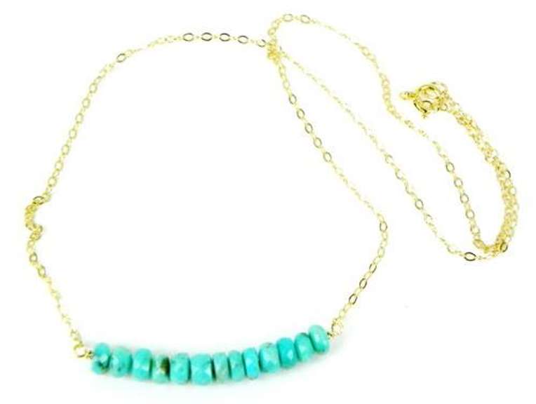Gold Filled Necklace with Turquoise Rondelles