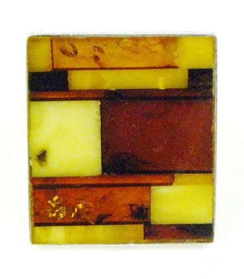 Sterling Multi-Colored Checkerboard Amber Ring, 6.5