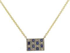 Strong Blue Sapphire and Diamond Yellow Gold Necklace