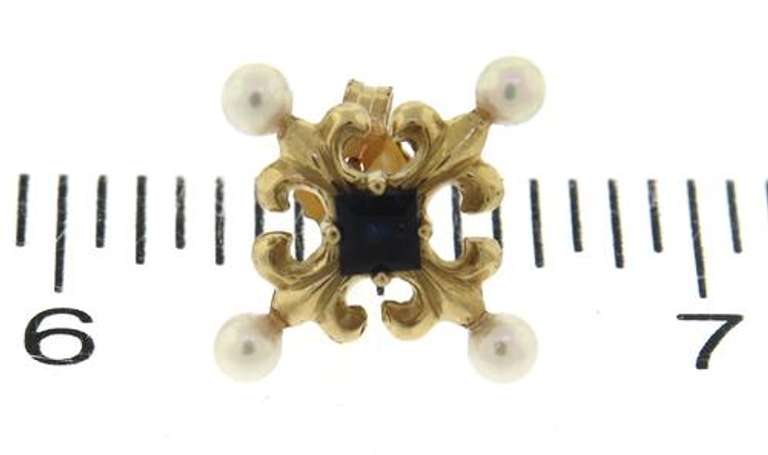 Beautiful Sapphire & Pearl Maltese Cross Earrings