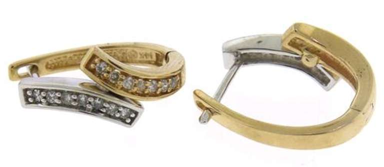 Gorgeous Two Tone Gold Diamond Bypass Earrings