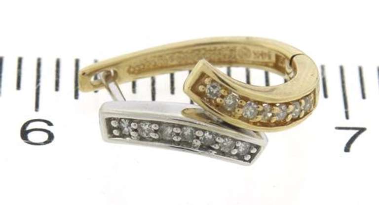 Gorgeous Two Tone Gold Diamond Bypass Earrings