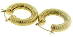 Striking 14kt YG Ribbed Hoop Earrings