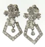 Vintage Platinum 1ctw Diamond Fower Milgrain Earrings