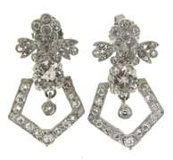 Vintage Platinum 1ctw Diamond Fower Milgrain Earrings
