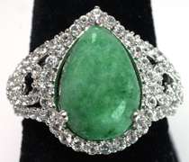 Very Attractive Emerald & White Sapphire Ring
