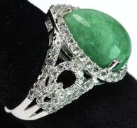 Very Attractive Emerald & White Sapphire Ring