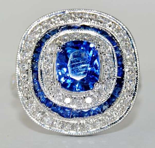 Blue Sapphire & Diamond Cocktail Ring in 18K Gold