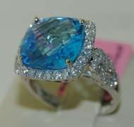14kt White Gold Blue Topaz Cocktail Ring