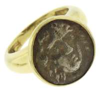 18kt Silver Ancient Bezel Set Coin Ring