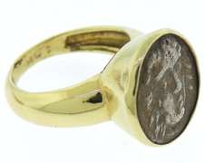 18kt Silver Ancient Bezel Set Coin Ring