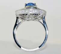 Blue Sapphire & Diamond Cocktail Ring in 18K Gold