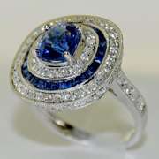 Blue Sapphire & Diamond Cocktail Ring in 18K Gold