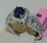 Brilliant Blue Sapphire and Diamond 18kt Ring