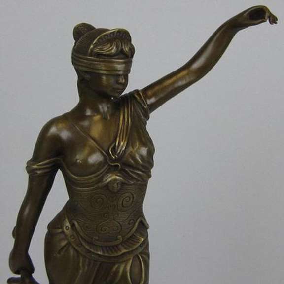 Blind Justice Lady Bronze Sculpture on Marble Statue
