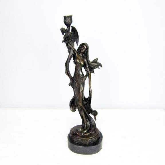 Dragon Lady Candle Holder Bronze Sculpture