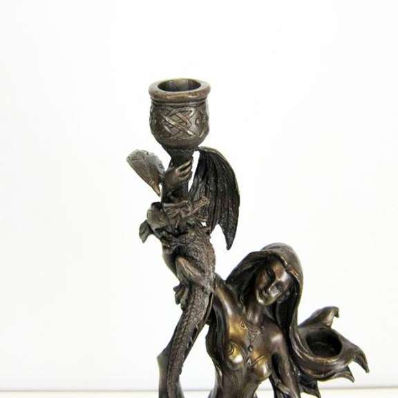 Dragon Lady Candle Holder Bronze Sculpture
