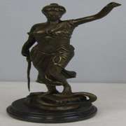 Blind Justice Lady Bronze Sculpture on Marble Statue