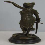 Blind Justice Lady Bronze Sculpture on Marble Statue
