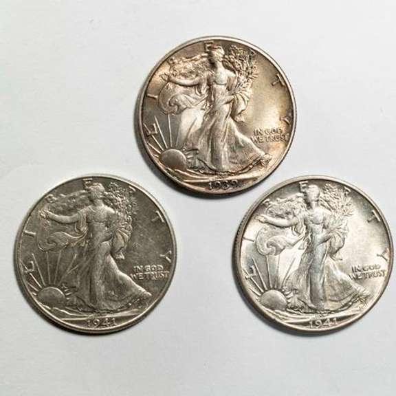 1939 Uncirculated &1941 D S Near Unc Walker Halves