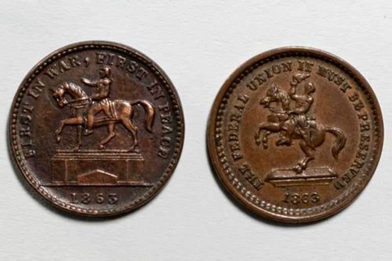 2 1863 Washington Patriotic Civil War Tokens
