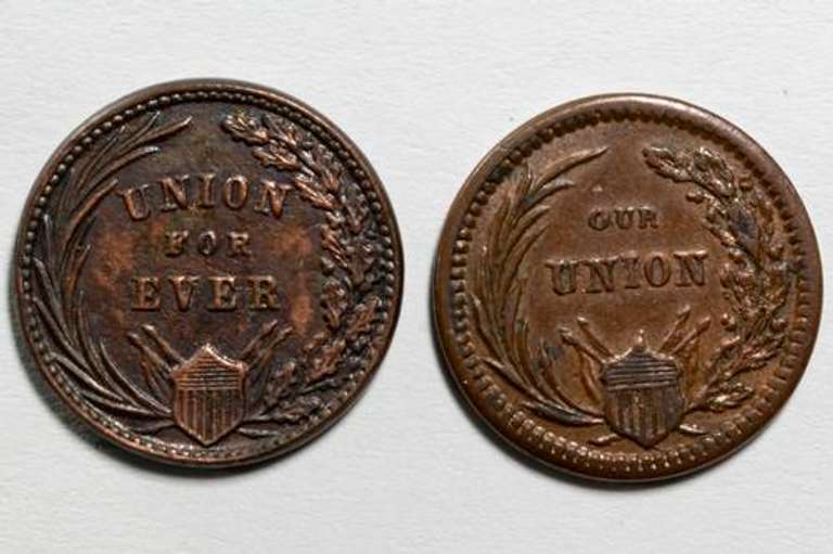 2 1863 Washington Patriotic Civil War Tokens