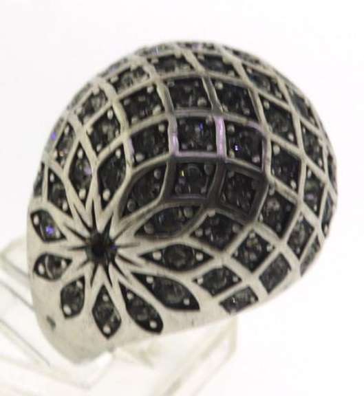 Stainless Fossil Dome Swarovski Crystal Ring