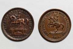2 1863 Washington Patriotic Civil War Tokens