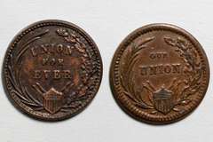 2 1863 Washington Patriotic Civil War Tokens
